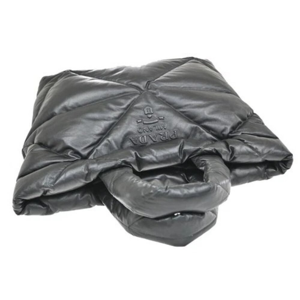 PRADA Logo Padded Hand Tote Bag Nappa Leather Black Italy 307RF799 - Picture 5 of 16